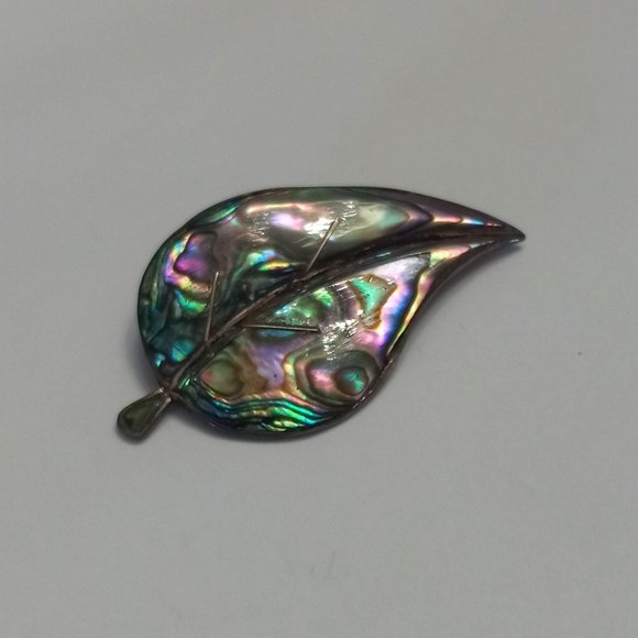 Jewelry - Vintage Mexico Sterling Silver Brooch with Abalone Shell Inlay